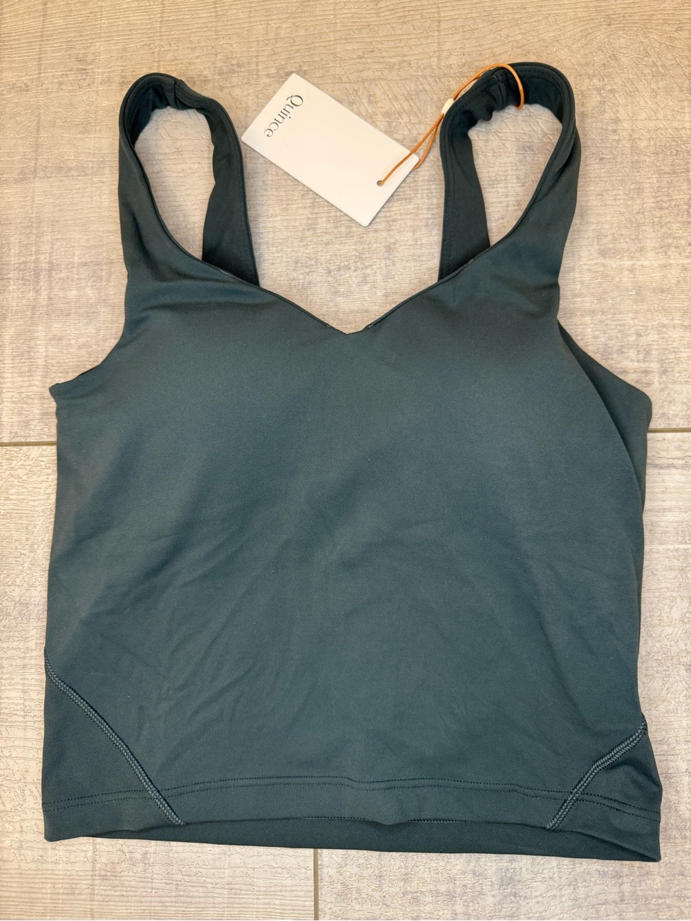 Quince Ultra-Form V-Neck Cropped Tank Forest Green XS NWT  Workout Top
